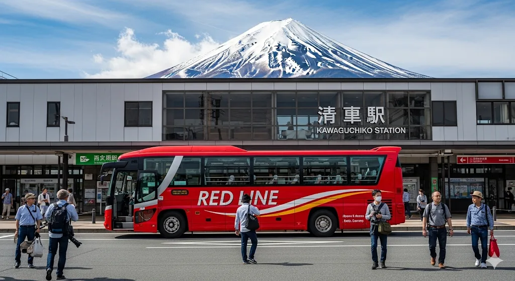 河口湖駅は何線ですか?駅からの観光アクセスとバス時刻表(レッドライン)