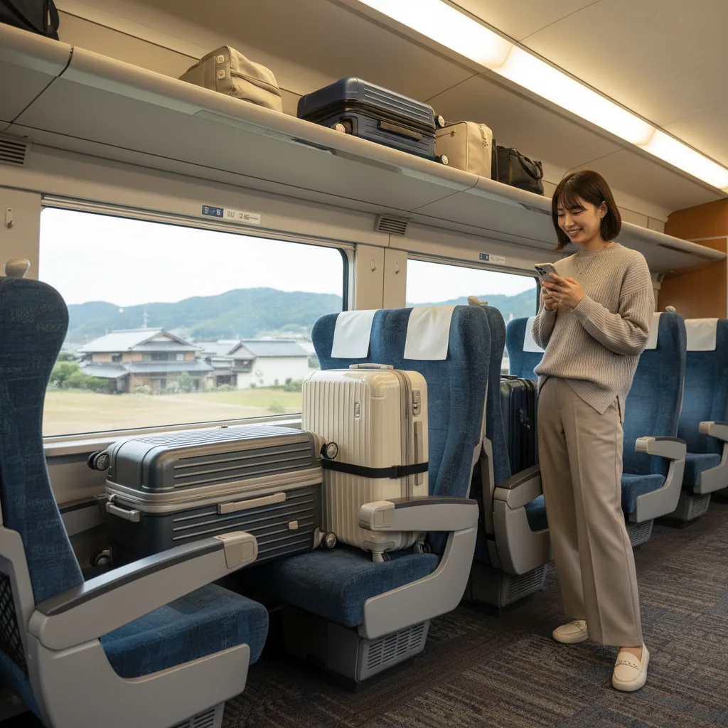 ## 賢いロマンスカーキャリーケースの置き方