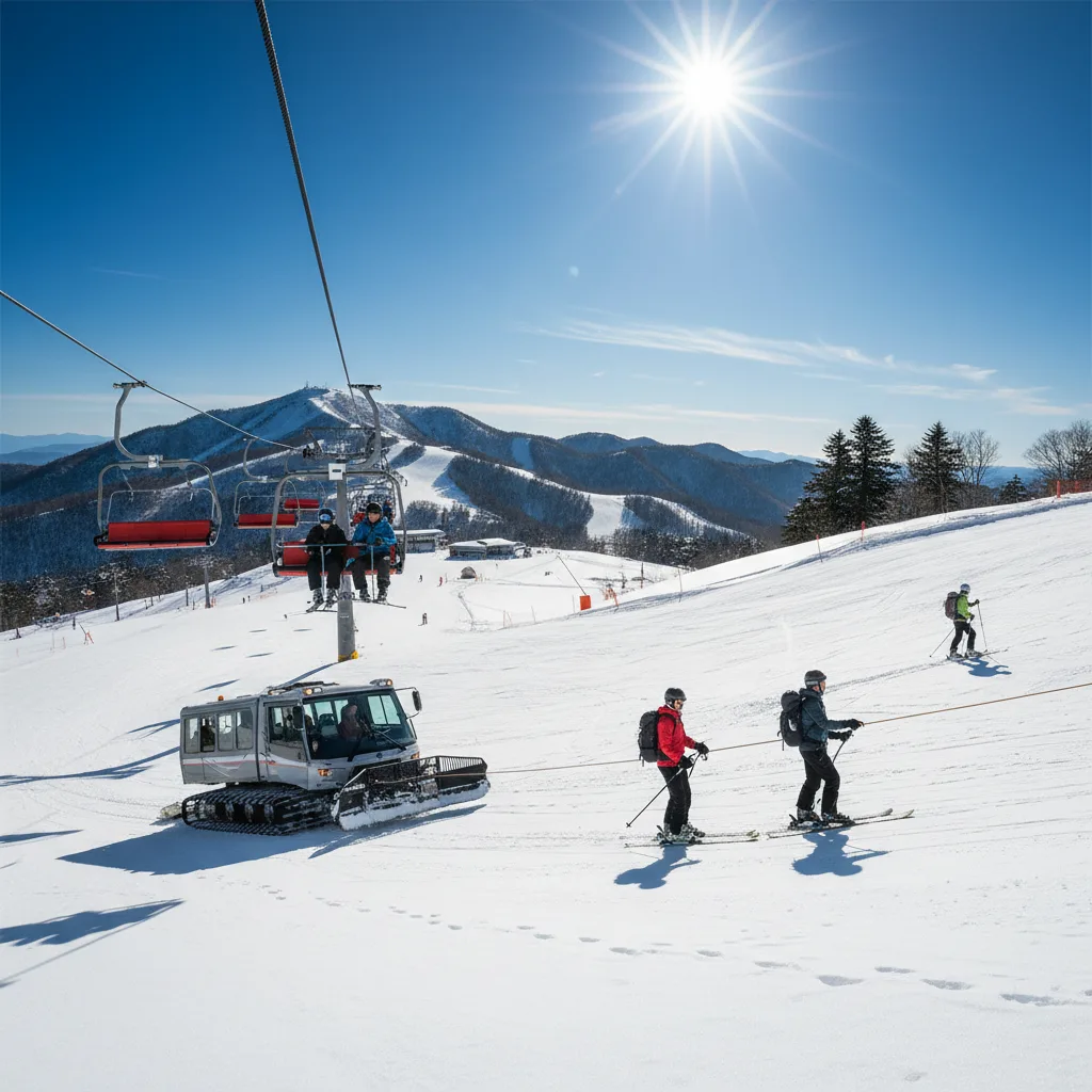 ## 菅平高原スキー場のエリア移動、4つの基本手段