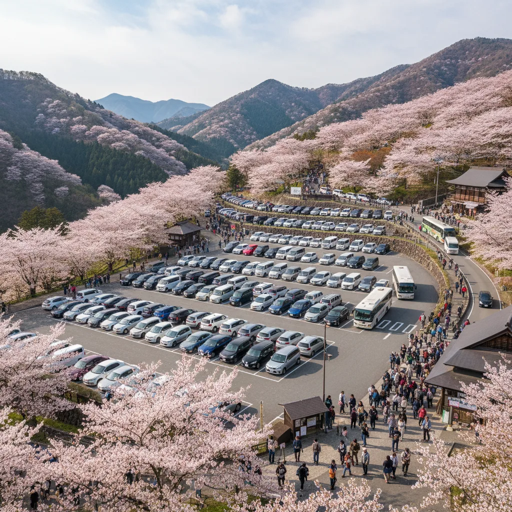 ## 桜シーズンの吉野山駐車場混雑状況と基本情報